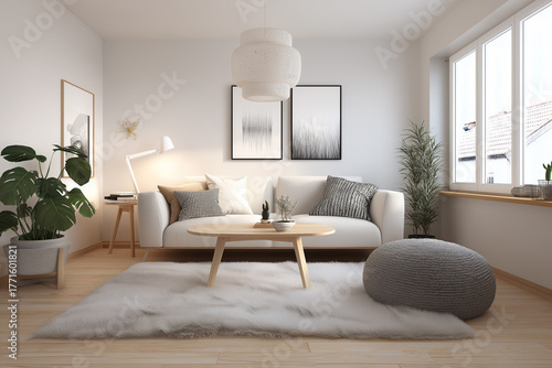 Cozy Scandinavian living room minimalist design soft