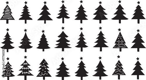 set of christmas trees