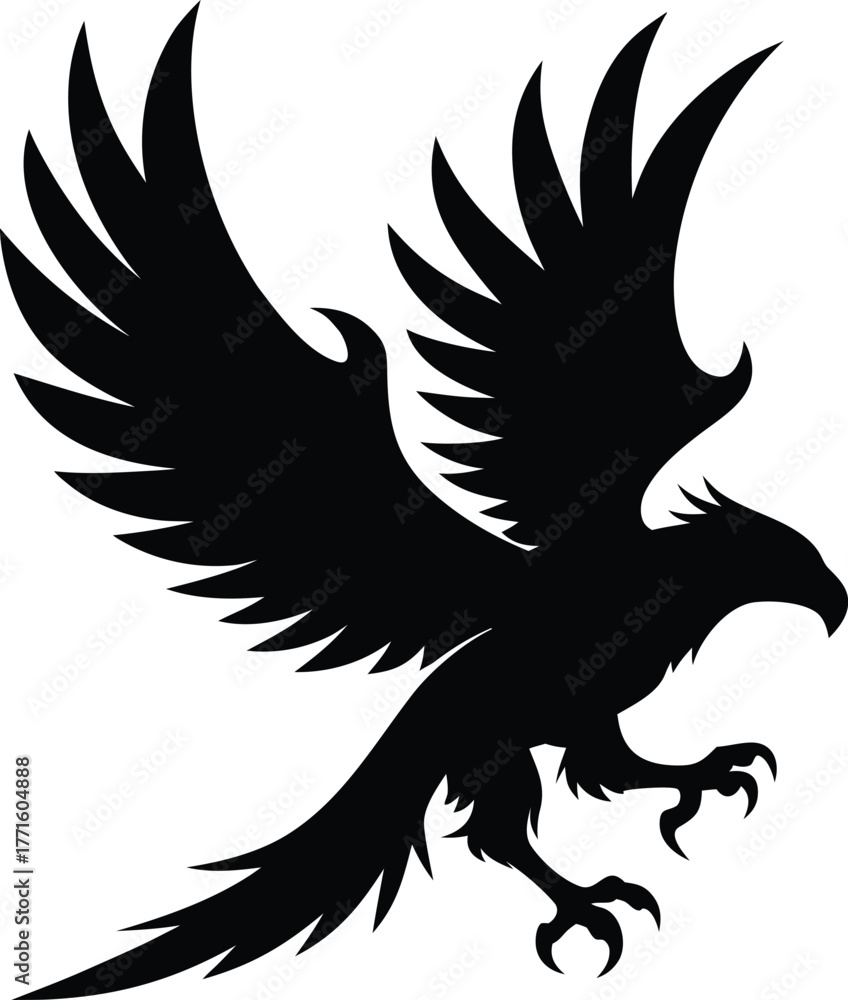 Obraz premium -flying-eagle-vector-art-silhouette-black-vector-.eps