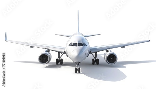 Modern passenger airplane, 3D realistic commercial aircraft, clean and sleek aviation design