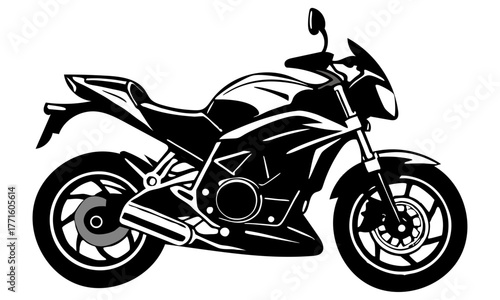 Stylized white motorcycle silhouette on a black background