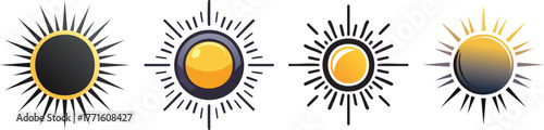 Simple bold sun icon with black circle and rays