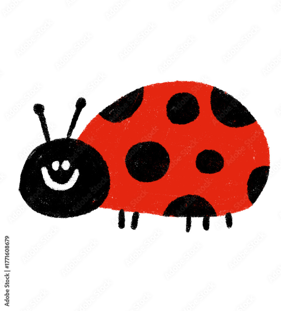 Obraz premium Cute Red Ladybug Doodle with Happy Face