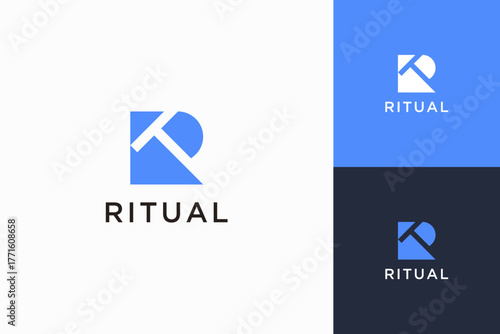 letter R with T negative space logo design.