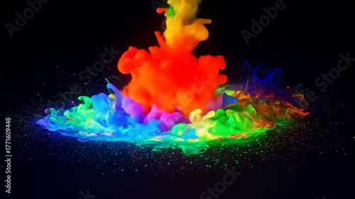 Colorful smoke explosion on a dark background