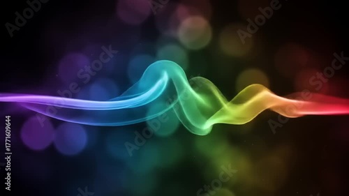 Colorful smoke swirl with vibrant bokeh background