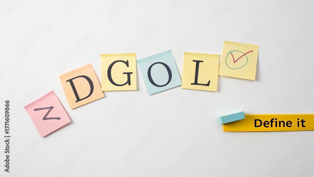 Obraz premium Sticky notes forming the word GOAL on a white background