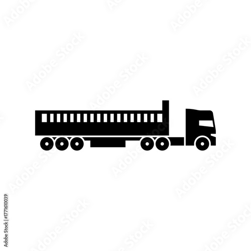 truck with fence trailer glyph icon. fence trailer solid black illustration.