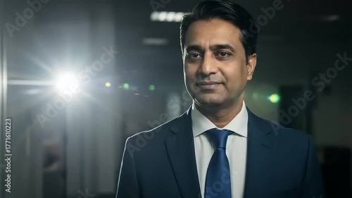 Confident Businessman in Modern Office Setting