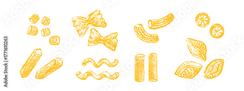 Macaroni hand drawn crayon set. Vector art element