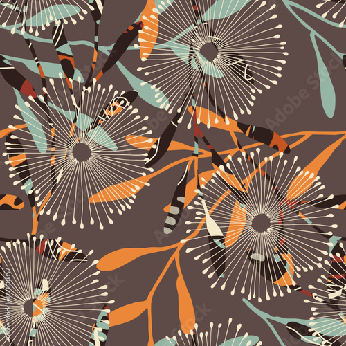 Scandinavian seamless doodle pattern with vintage leaves sketch. For wrapping paper. Ideal for wallpaper, surface textures, textiles.