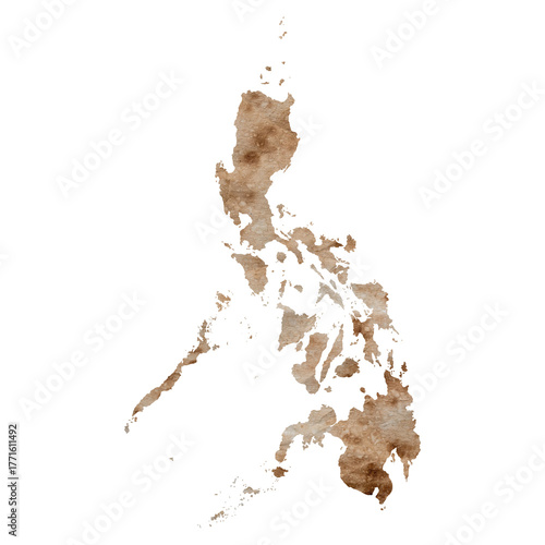 map of Philippines on old brown grunge paper