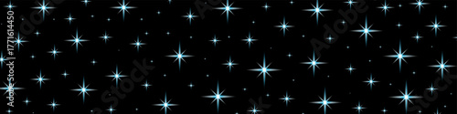 Starry night sky background realistic blue sparkle backdrop