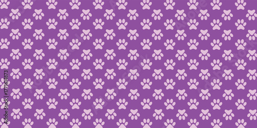 Cute seamless pattern featuring green cat paw prints on pastel background. Perfect for pet design, kids decor, fabric, wallpaper, wrapping paper, and animal-themed digital projects.