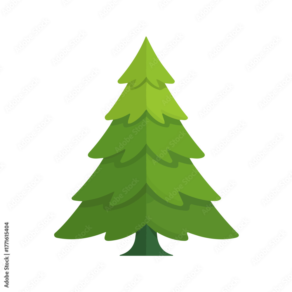 Obraz premium Modern flat 2D vector illustration of a Christmas Tree, minimal design style on a white background.