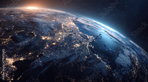 Earth night view space