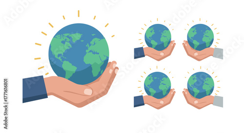 Hands holding earth globe symbolizing global unity and environmental care