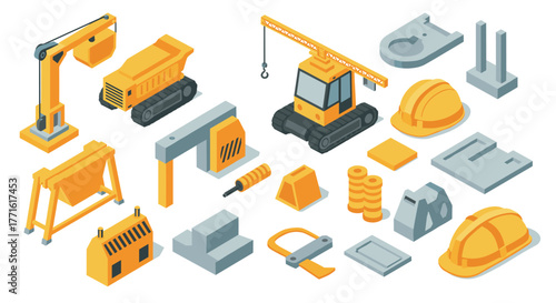 Isometric construction equipment and tools set for infrastructure development
