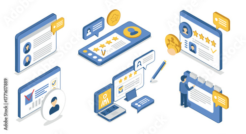Isometric concept of online user profiles and digital communication