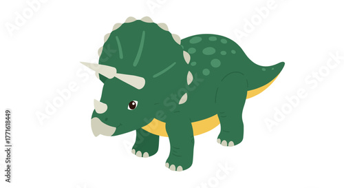 Cute triceratops character in playful cartoon style for kids