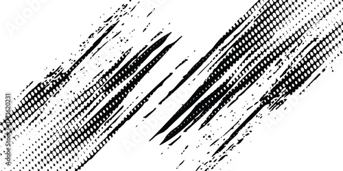 Tire tracks background for rally, drift, motocross, off-road and other auto and motorsport. Black tire marks on a white background with a worn effect and splashes of dirt..