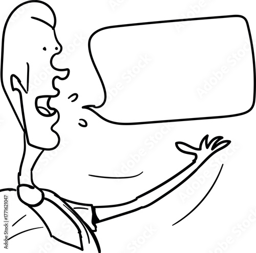 A businessman, politician, manager or important business person wearing a tie tells or explains something, gesturing with his hand.