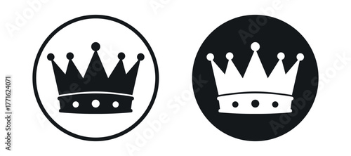 royal crown flat vector icon set