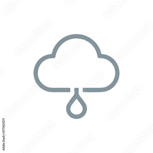 Simple Cloud with Raindrop Logo Vector | Line Art Weather Icon