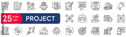 Management set of web icons in linear style. vector illustration concept relate to product, task, list, checklist, revenue, content, innovation, target, setting, control