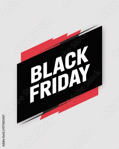 Black Friday Sale Banner — Minimalist Black & Red Diagonal Vector Ad