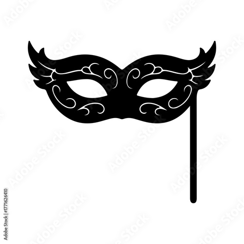 Masquerade Mask Silhouette, Venetian Carnival Party Icon