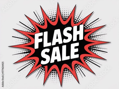 Pop Art Comic Red/Black Starburst 'FLASH SALE' — Social Media Promo Banner