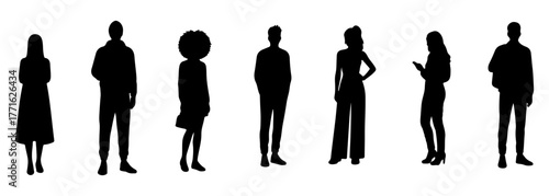 Group of Young People Silhouette - Diverse Community Standing Together
