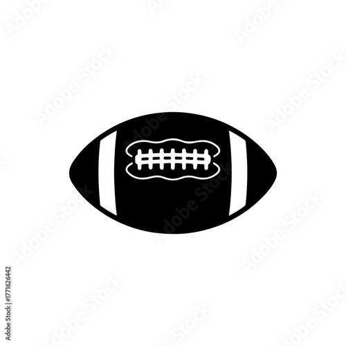 American Football Ball Icon, Rugby Sport Silhouette Vector
