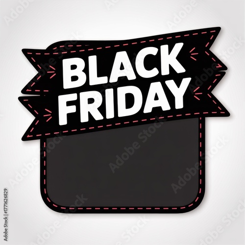 Editable Black Friday Ribbon Badge — Sticker-Style Sale Label with Blank Price Panel for E-commerce