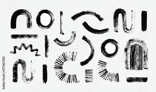 Abstract Black Brushstroke Vector Shapes Set