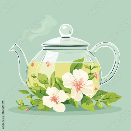 Teapot with flower tea