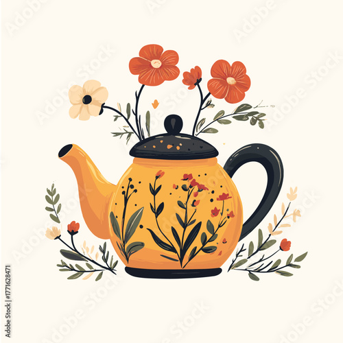 Teapot with flower tea