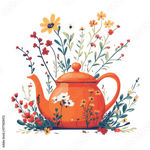 Teapot with flower tea