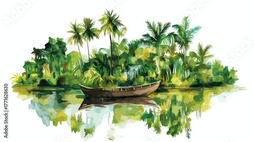 Amazon basin. Amazon basin hand drawn watercolor illustration