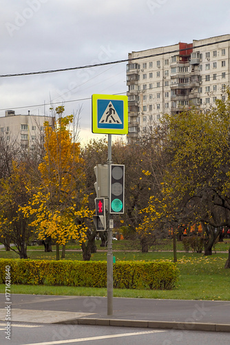 traffic light at pedestrian crossing