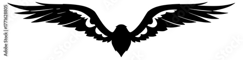 a powerful silhouette of a bird with outstretched wings, symbolizing freedom and flight