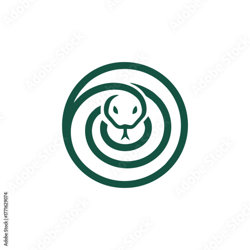 Coiled Snake Logo Vector | Minimalist Serpent Circle Icon 