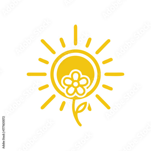 Sun and Flower Logo - Sunny Day, Growth, and Nature Icon