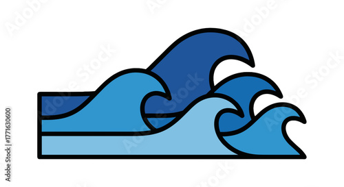 A stylized representation of ocean waves, with varying shades of blue creating a sense of depth and motion effect.