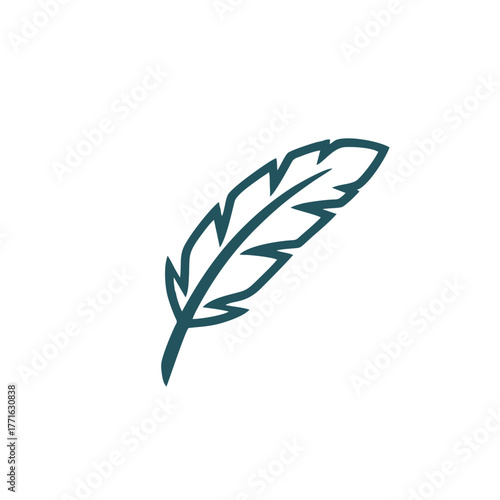 Minimalist Feather Logo Vector | Simple Line Art Quill Icon