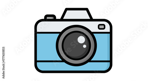 A charming cartoon camera with baby blue and white panels, inviting you to capture all your precious moments in style. 