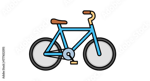 A minimalist blue bicycle with tan accents, set against a transparent background, conveying simplicity and a clean aesthetic.