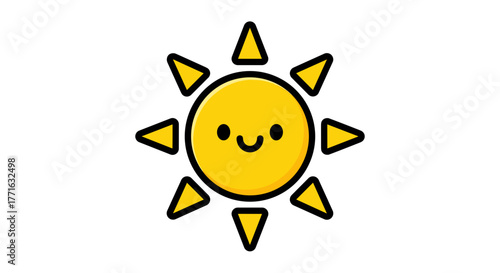 This illustration features a cute sun character against a transparent background, perfect for adding brightness and warmth.