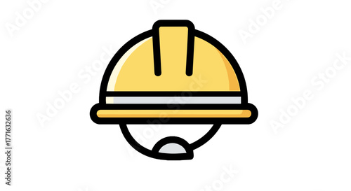 A yellow construction helmet with a white band symbolizes safety in demanding work environments. It's protective gear.